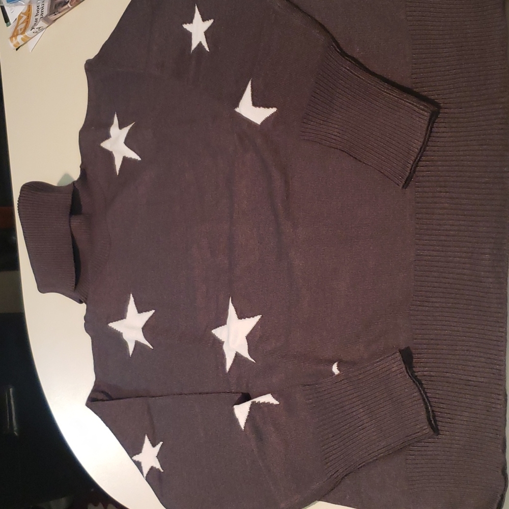 Priced $15 off today 2X left💥New boutique drop shoulder star turtleneck sweater - Picture 9 of 14